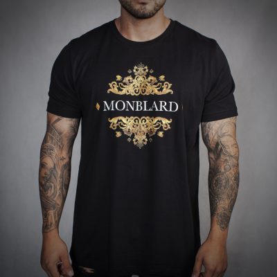 Luxury baroque ornament high fashion tshirt men black