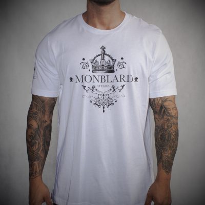 White luxury t-shirt men royal crown ornament monarchy medieval