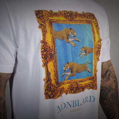 Gold baroque luxury t-shirt men white frame tiger