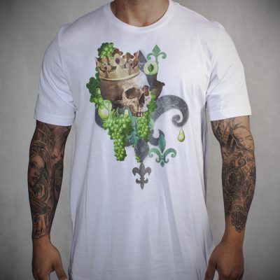 skull luxury men t-shirt white medieval gothic art wine green