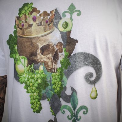 skull luxury men t-shirt white medieval gothic art wine green