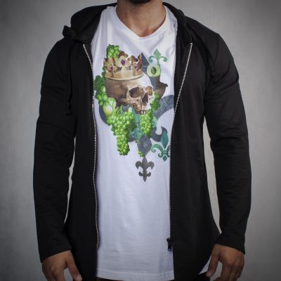 skull luxury men t-shirt white medieval gothic art wine green