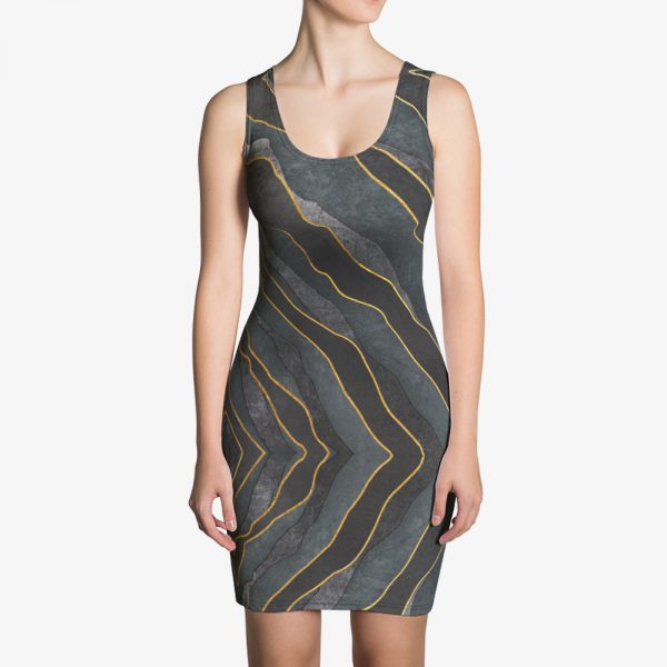 golden marble sleeveless mini dress