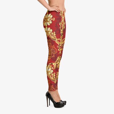 red gold unique pattern leggins