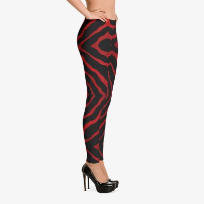 unique design women leggins red black