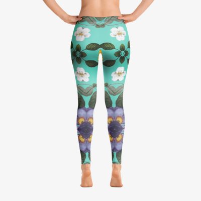 baroque garden colorful printed leggins back