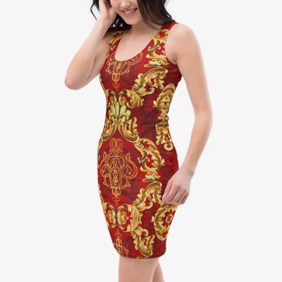 baroque luxury fitted mini dress