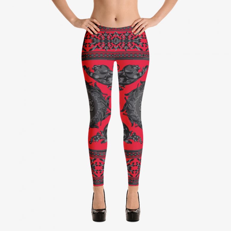 designer baroque print red leggins