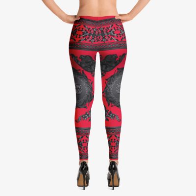 designer baroque print red leggins back