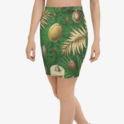 green tropical pattern mini skirt