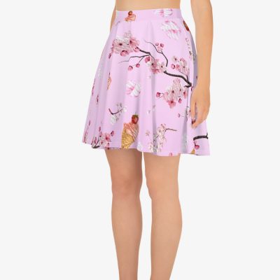 pink pattern skater skirt