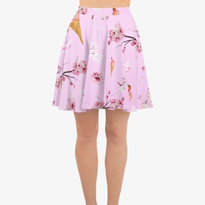 pink pattern skater skirt back