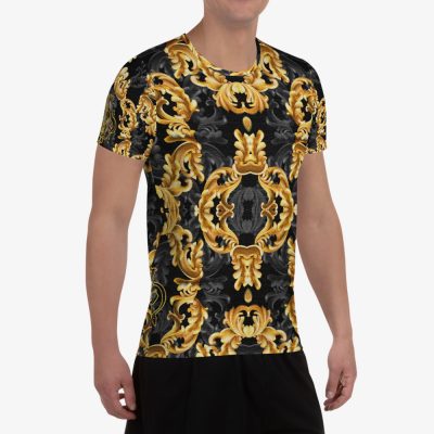 royal gold ornament print men t-shirt