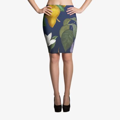 tropical print luxury pencil skirt