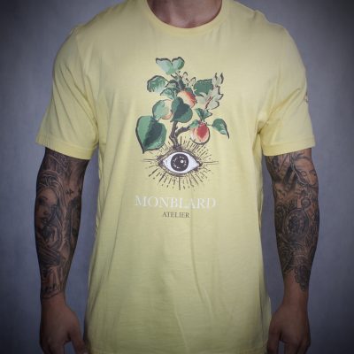 Luxury high fashion yellow men t-shirt italian style eye flower peach mystic tiger firenze medieval mystic magic