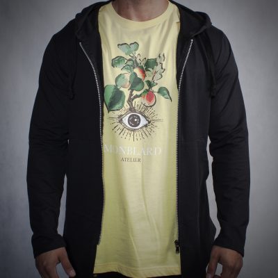 Luxury high fashion yellow men t-shirt italian style eye flower peach mystic tiger firenze medieval mystic magic