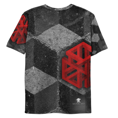 premium grey red t-shirt with symbols