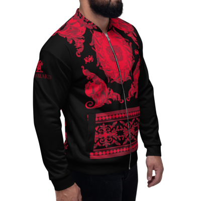 Red black royal baroque Bomber Jacket