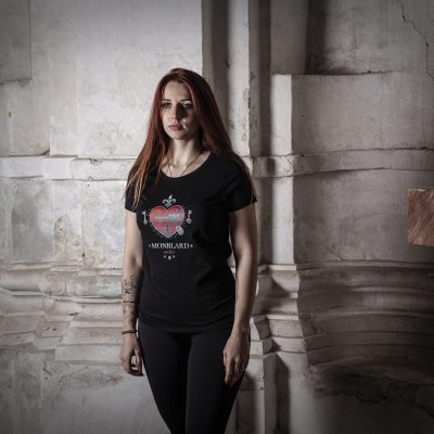 luxury women t-shirt black medieval hearth florence style ancient