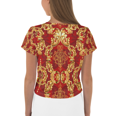 red baroque printed luxury t-shirt