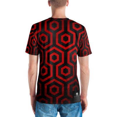 red black designer t-shirt with geometric print back