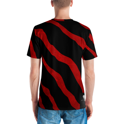 black red animal print u-neck men t-shirt back