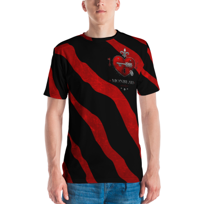 black red animal print men t-shirt red heart