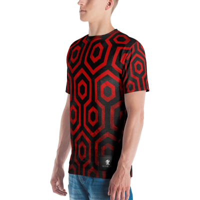 red black geometric design mens t-shirt