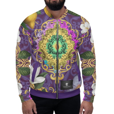 colorful barocco pattern mens bomber jacket