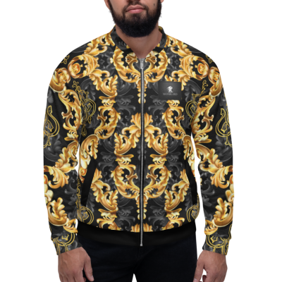 gold royal ornament barocco print bomber jacket