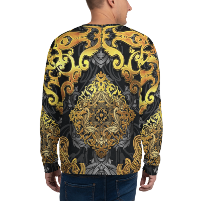 gold royal baroque ornament pattern mens sweatshirt