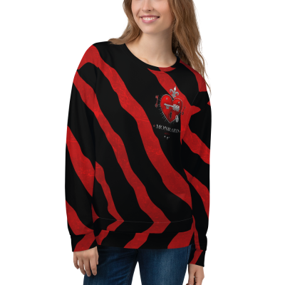 red stripes animal print sweatshirt