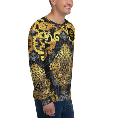 gold royal ornament barocco pattern mens sweatshirt