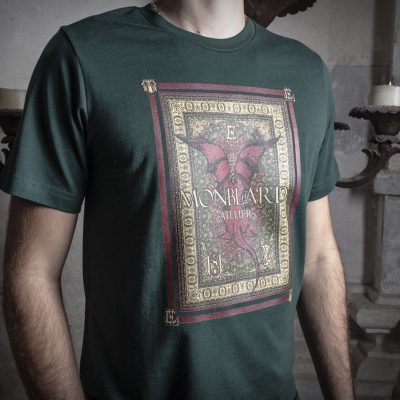 royal dark green luxury men t-shirt medieval dragon print baroque castle