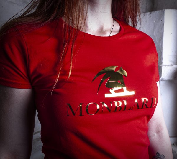 Monblard gold label, luxury women red t-shirt