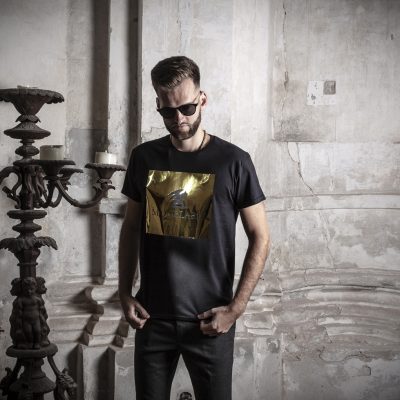 luxury golden black men t-shirt reflective italian style fashion designer