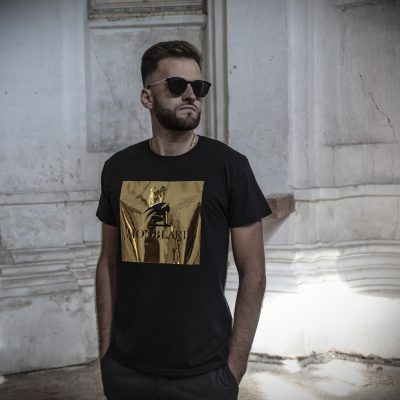 luxury golden black men t-shirt reflective italian style fashion designer