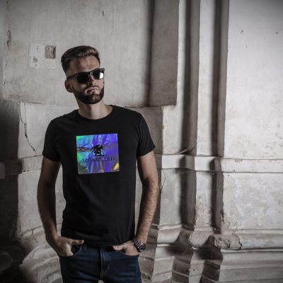 luxury holographic t-shirt men black