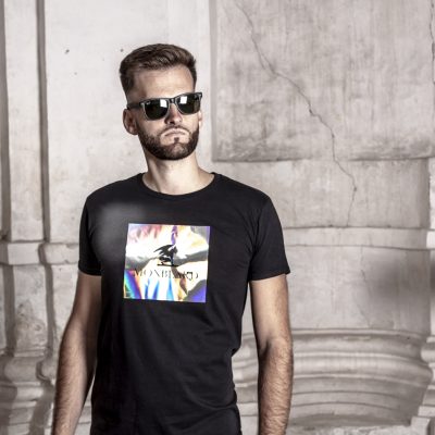 reflective special effect holographic fashion designer t-shirt men black