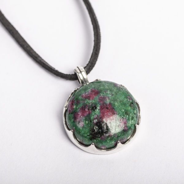 Magic dragon eye, Ruby in zoisite, Silver Ag925 pendant jewellery